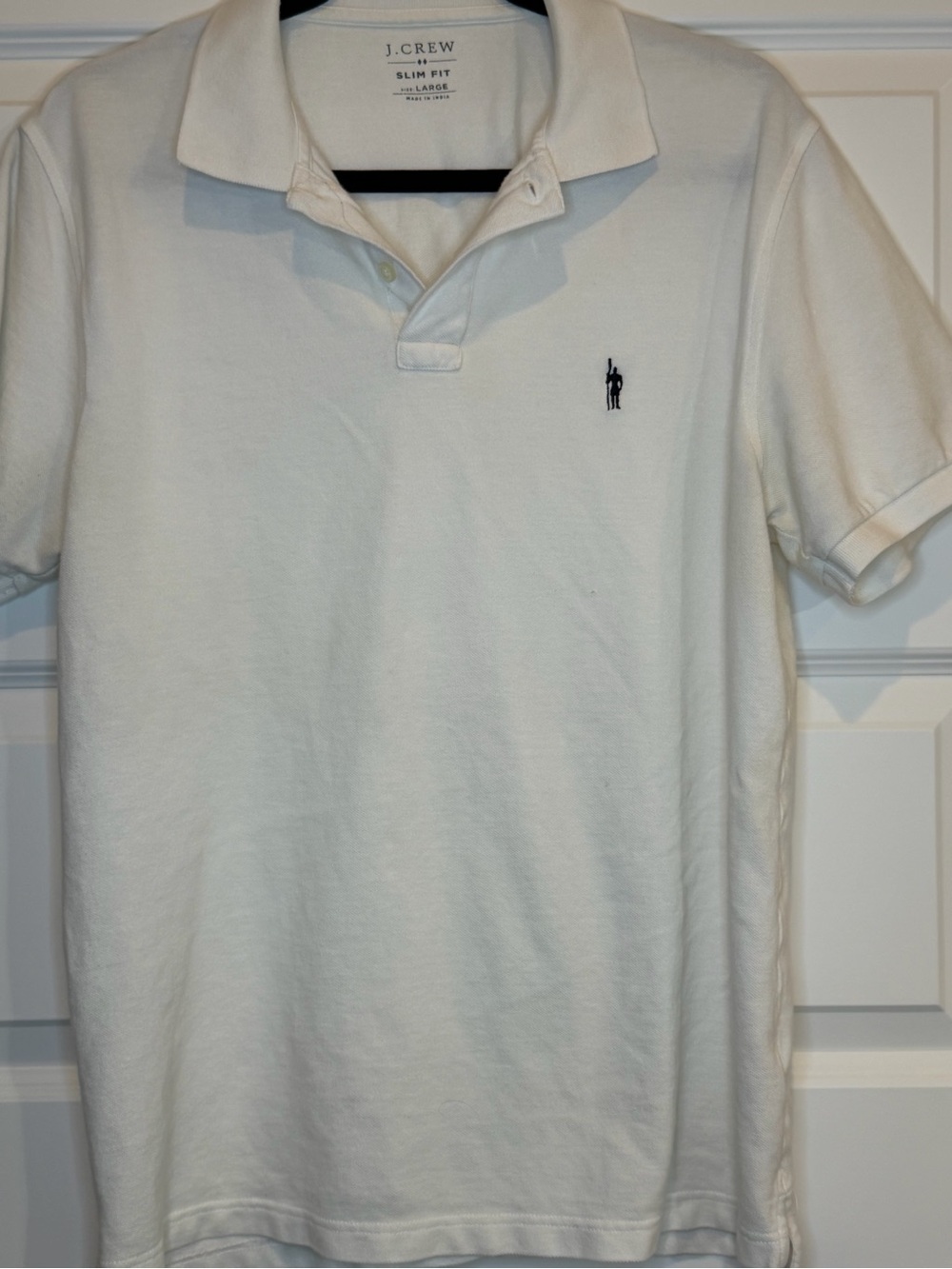 J.Crew Men’s Slim Fit Polo Shirt Large White 100% Cotton Short Sleeve